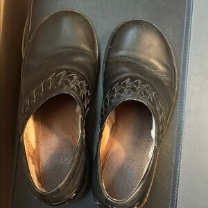 UGG Black Leather Slip-On Shoes